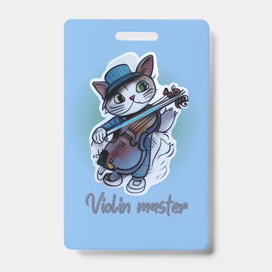 Kat met viool T-shirt Badge (Voorzijde)
