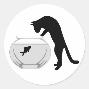Kat met vis Bowl Sticker