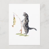 Kat met vis briefkaart (Voorkant)