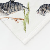 Kat met vis fleece deken (Hoek)