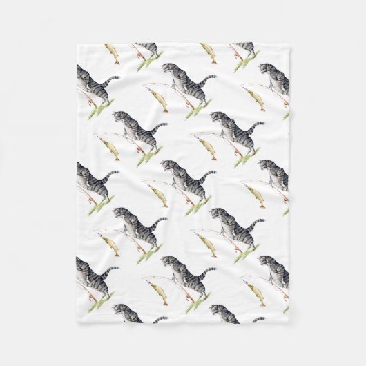 Kat met vis fleece deken (Voorkant)