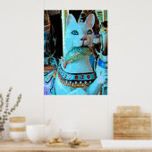 Kat met vis poster (Keuken)