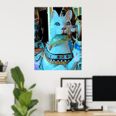 Kat met vis poster (Thuiskantoor)