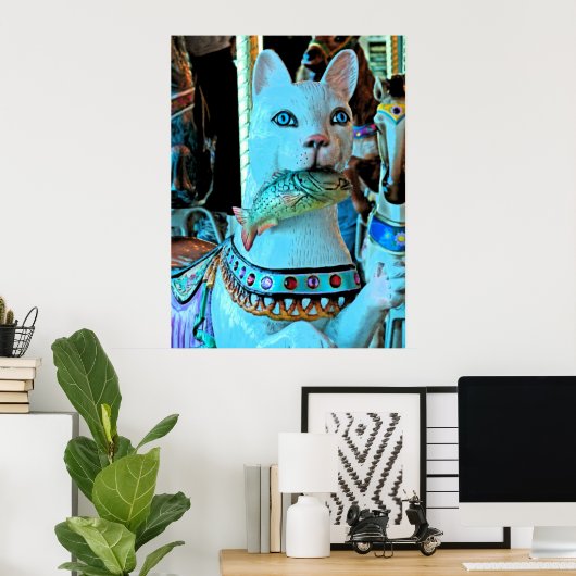 Kat met vis poster (Thuiskantoor)