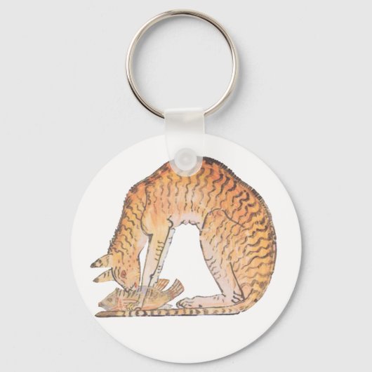kat met vis sleutelhanger (Voorkant)