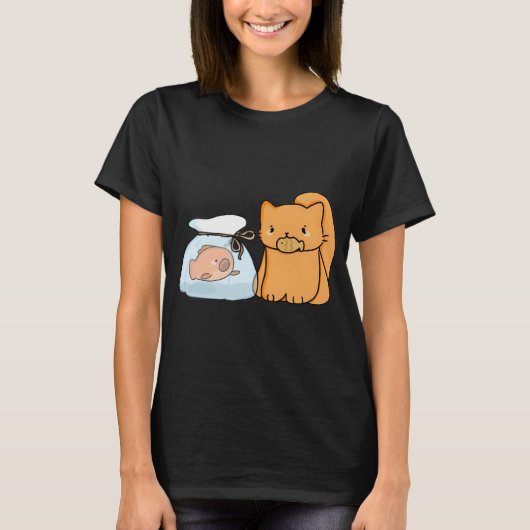 Kat met Vis T-shirt (Voorkant)