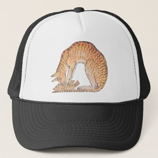 kat met vis trucker pet (Voorkant)