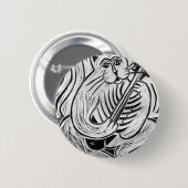 Kat met visgitaar ronde button 5,7 cm (Voorkant /achterkant)