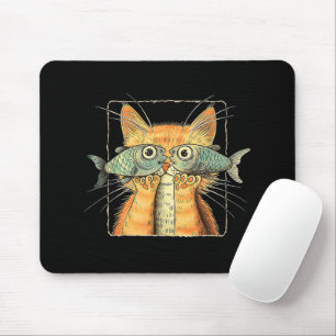 Kat met Vissenogen Kitten Grappige Kat Parodie Muismat