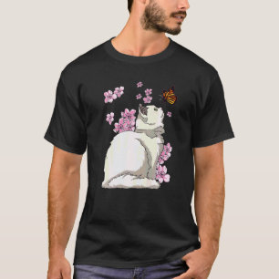 Kat Met Vlinder Japanse Sakura Kersenbloesem T-shirt
