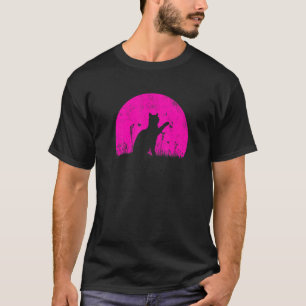 Kat Met Vlinder Roze Zonsondergang T-shirt