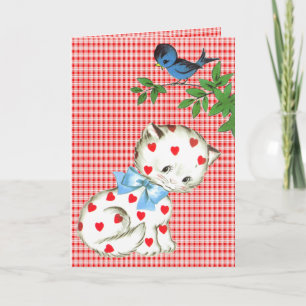 Kat met vogeldag Kaart