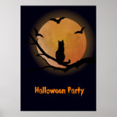 Kat met volle maan Halloween Poster (Voorkant)