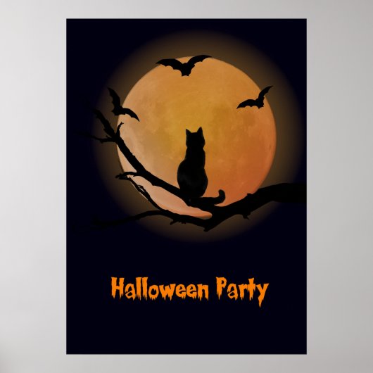 Kat met volle maan Halloween Poster (Voorkant)