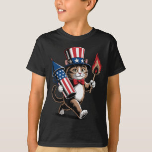 Kat met vuurwerk 4 juli peuter Kinder Indepe T-shirt