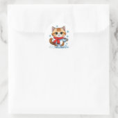 Kat met warme chocolademelk Sticker (Tas)