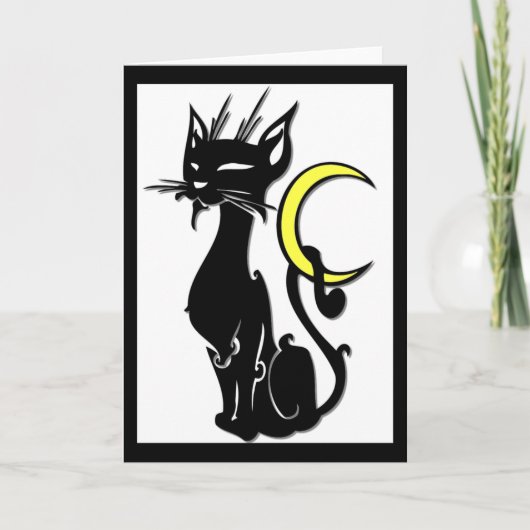 Kat met Wenskaart van de maan Kaart (Voorkant)