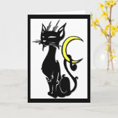 Kat met Wenskaart van de maan Kaart (Gele Bloem)