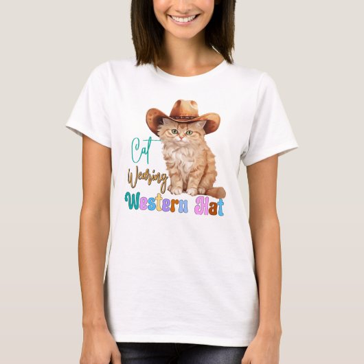 Kat met Western Pet-85246 T-shirt (Voorkant)
