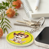 Kat met Western Pet Clipart-85247 Sleutelhanger (Voorkant Rechts)