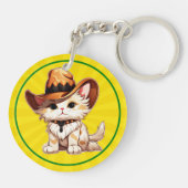 Kat met Western Pet Clipart-85247 Sleutelhanger (Achterkant)