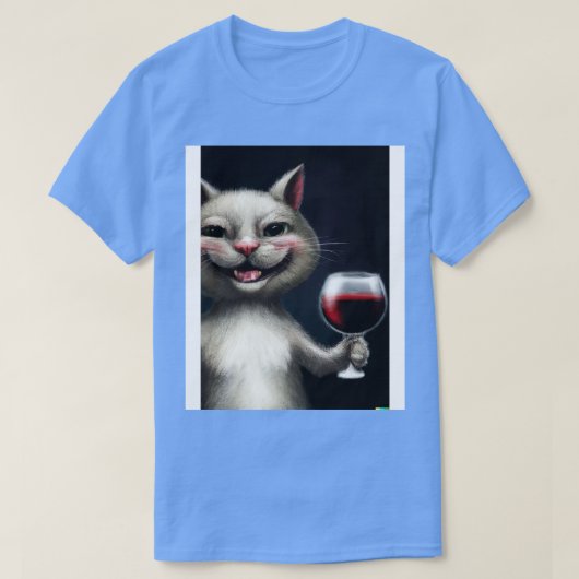 Kat met wijn 1 t-shirt (Design voorkant)