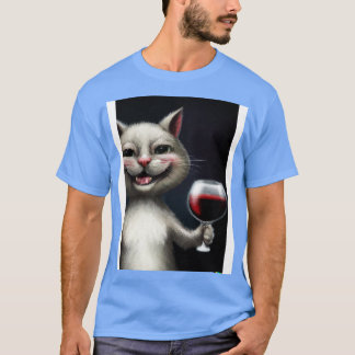 Kat met wijn 1 t-shirt