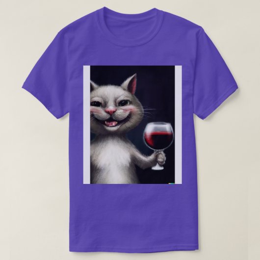 Kat met wijn 1 t-shirt (Design voorkant)
