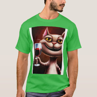 Kat met wijn 2 t-shirt