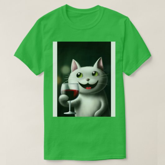 Kat met wijn 3 t-shirt (Design voorkant)