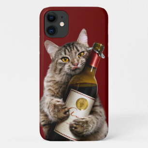 Kat met wijnfles Case-Mate iPhone case