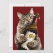Kat met wijnfles kaart (Voorkant)