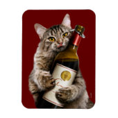 Kat met wijnfles magneet (Verticaal)