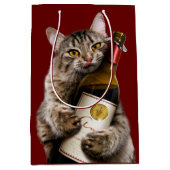Kat met wijnfles medium cadeauzakje (Voorkant)