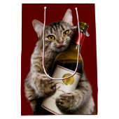 Kat met wijnfles medium cadeauzakje (Achterkant)