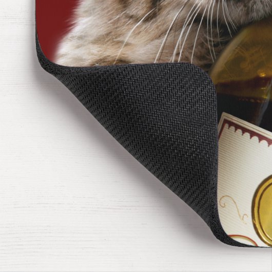 Kat met wijnfles muismat (Hoek)