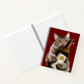 Kat met wijnfles notitieboek (Binnen)