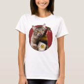 Kat met wijnfles t-shirt (Voorkant)