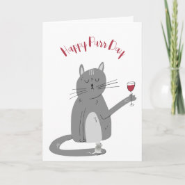 Kat met wijnglazen zingendag kaart