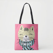 kat met wintersjaal tote bag (Voorkant)