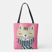 kat met wintersjaal tote bag (Achterkant)