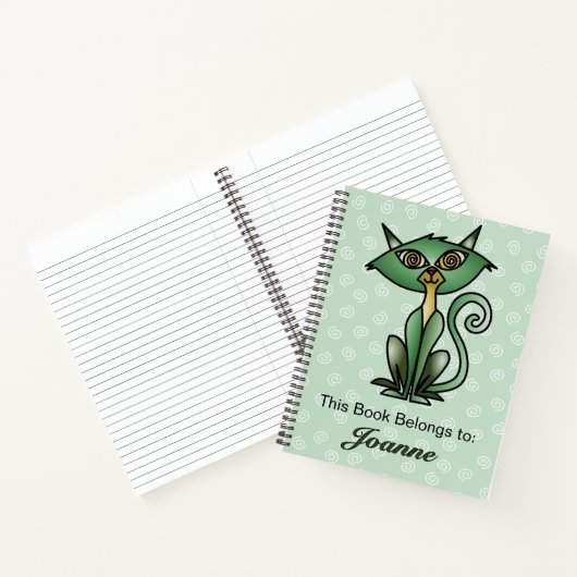 Kat met witte wervelkolom Achtergrond Notitieboek (Binnen)