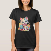 Kat met wollen bal T-shirt | Katten Liefhebbers Gi
