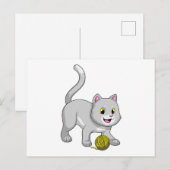Kat met wollen garenbal briefkaart (Voorkant / Achterkant)