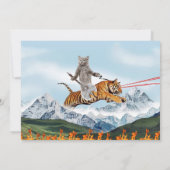 Kat met worstjes die de tijger besturen kaart (Achterkant)