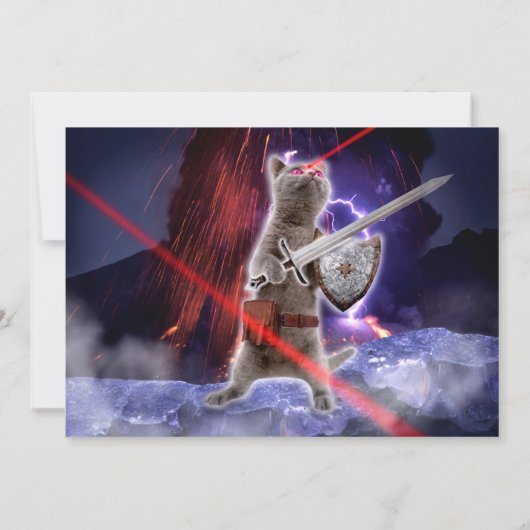 Kat met worstjes met ooglasers kaart (Achterkant)