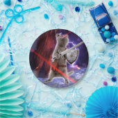 Kat met worstjes met ooglasers papieren bordje (Feest)