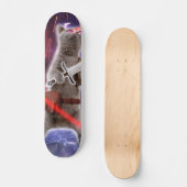 Kat met worstjes met ooglasers persoonlijk skateboard (Voorkant)