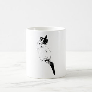 Kat met zelfverzekerde draai koffiemok