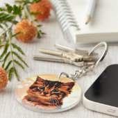 Kat met zoete nessy acrylSleutelhanger (tweezijdig Sleutelhanger (Voorkant Rechts)